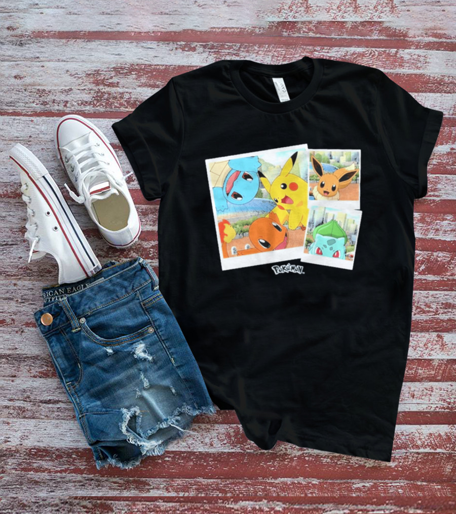 Pokemon Squirtle Pikachu Charmander Waterfront Adventure T-Shirt