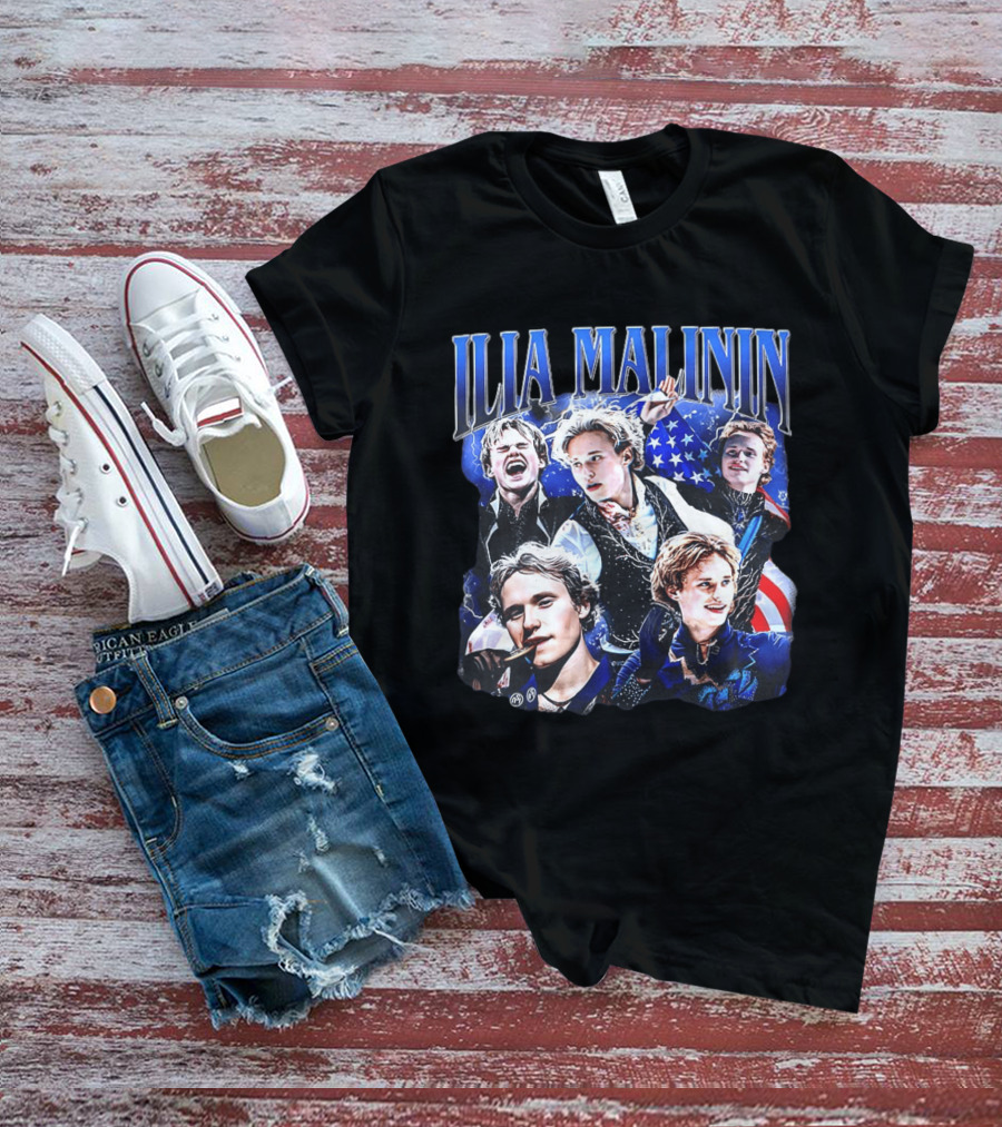 Ilia Malinin Quad Jump Legend Ice Skating American Flag T-Shirt
