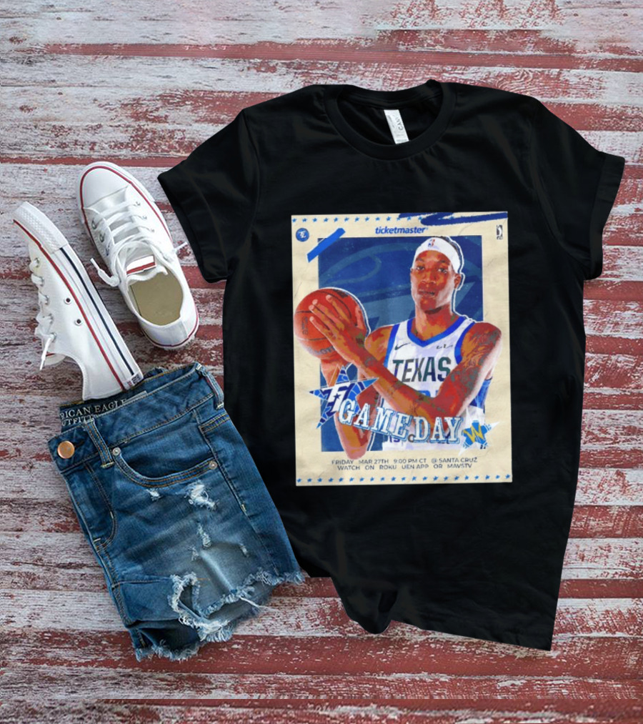 Jamarion Sharp Texas Legends Game Day March 27 Santa Cruz NBA Roku UEN APP MAVSTV T-Shirt