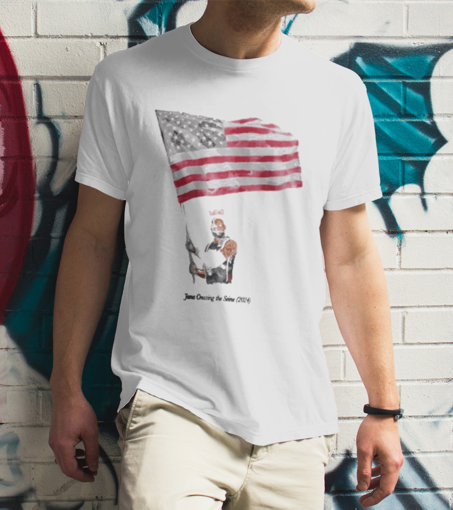 James Crossing The Seine 2024 American Flag T-Shirt