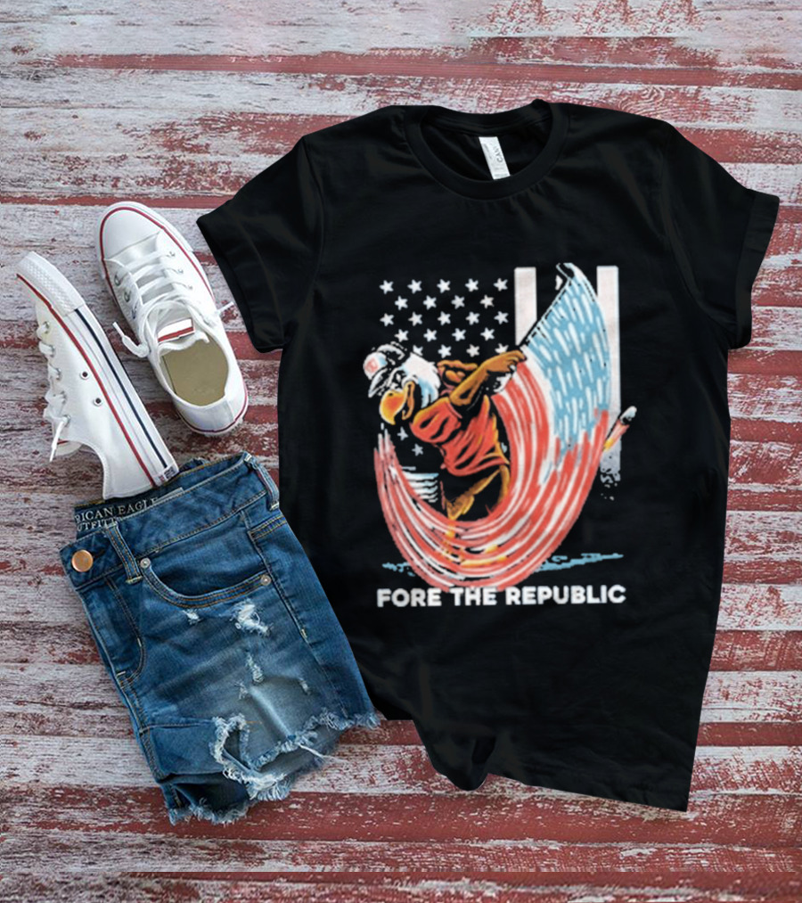 Old Row Golf American Flag Swing Fore The Republic T-Shirt