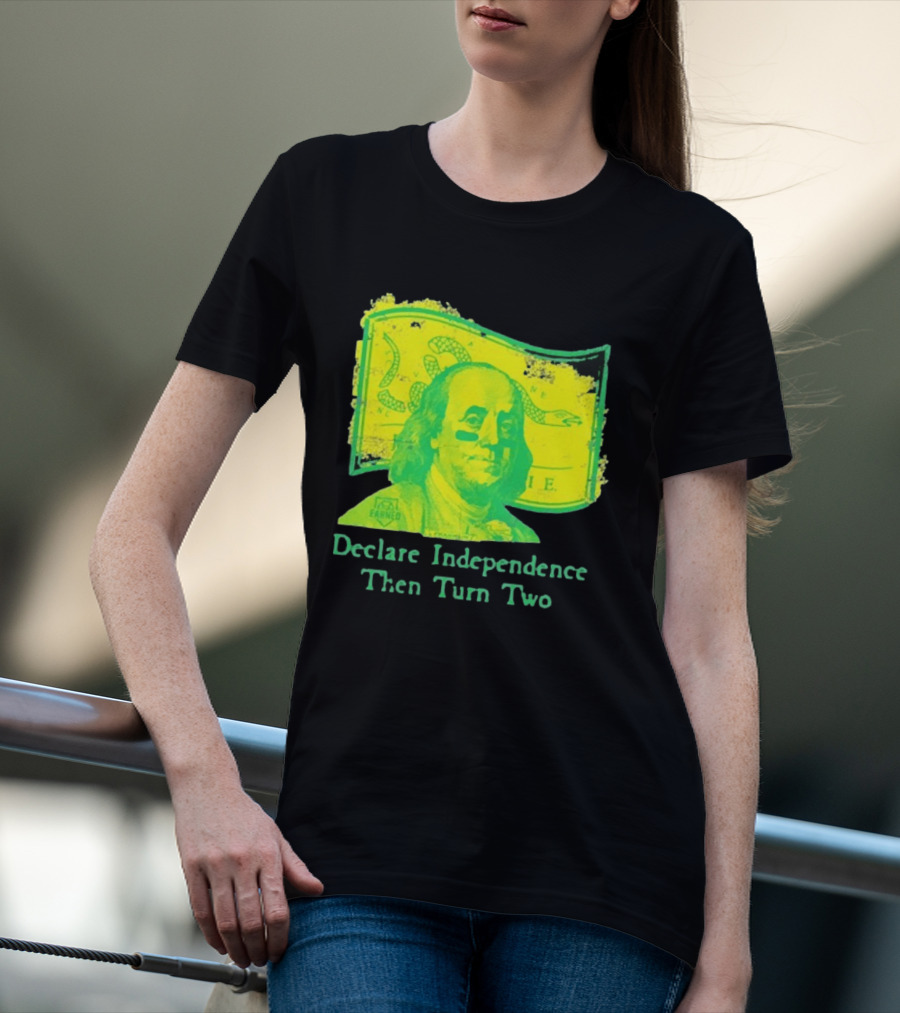 Declare Independence Then Turn Two Benjamin Franklin Join Or Die Snake Flag T-Shirt