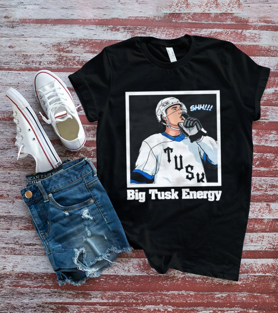 Big Tusk Energy Hockey Shhh Tusk Player White Uniform T-Shirt
