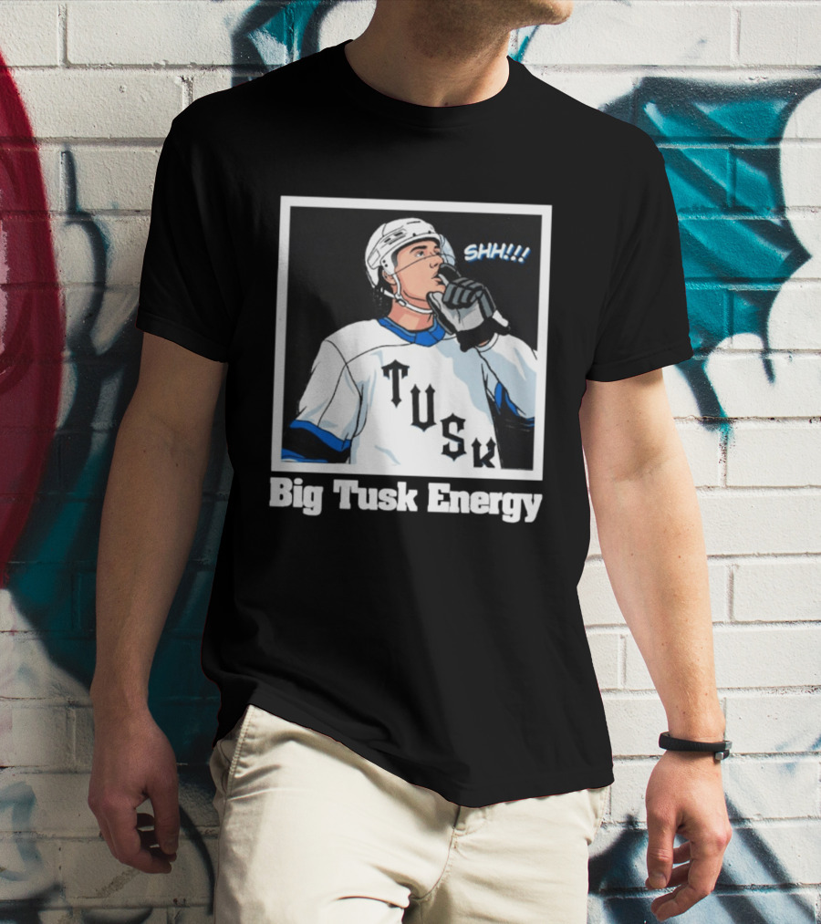 Big Tusk Energy Hockey Shhh Tusk Player White Uniform T-Shirt