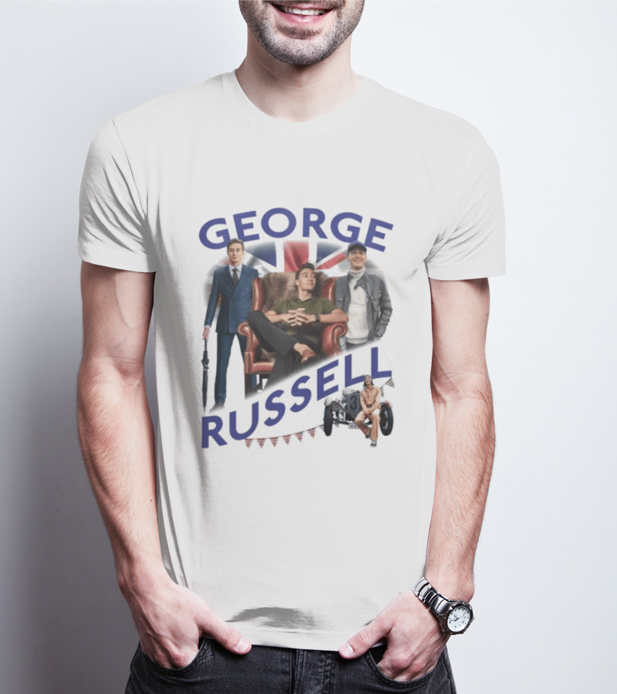 George Russell Formula 1 Driver Fashion And Lifestyle Collage T-Shirt