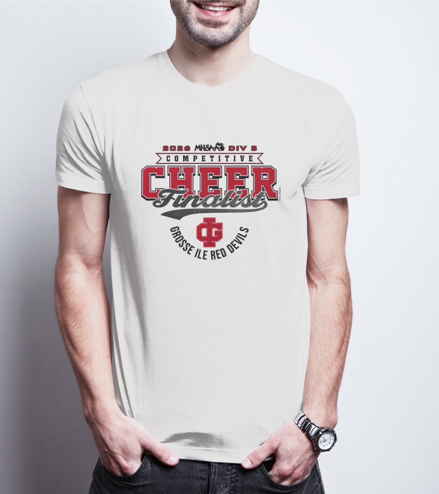 2026 MHSAA Div 3 Competitive Cheer Finalist Grosse Ile Red Devils T-Shirt