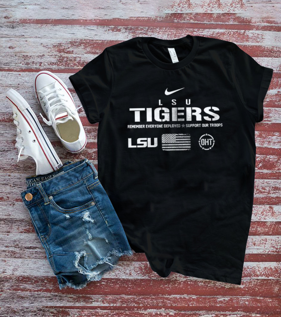 LSU Tigers Remember Everyone Deployed Support Our Troops Nike USA Flag OHT T-Shirt