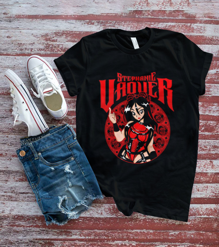 Stephanie Vaquer WWE Anime Style Character Art Red Lettering T-Shirt