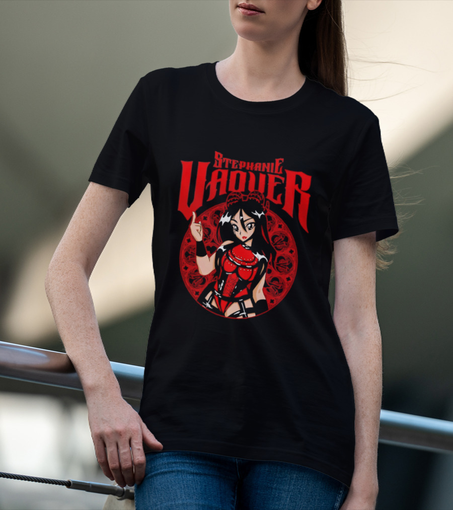 Stephanie Vaquer WWE Anime Style Character Art Red Lettering T-Shirt