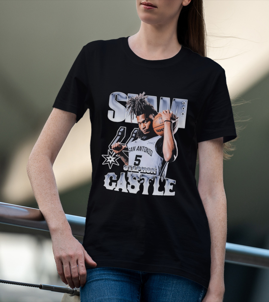 San Antonio Spurs Stephon Castle Slam Basketball T-Shirt
