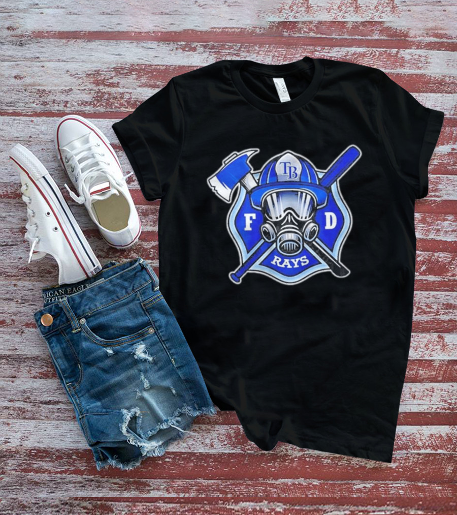 Tampa Bay Rays Firefighter Pride 2026 FD Shield Helmet Axe Bat Gas Mask T-Shirt