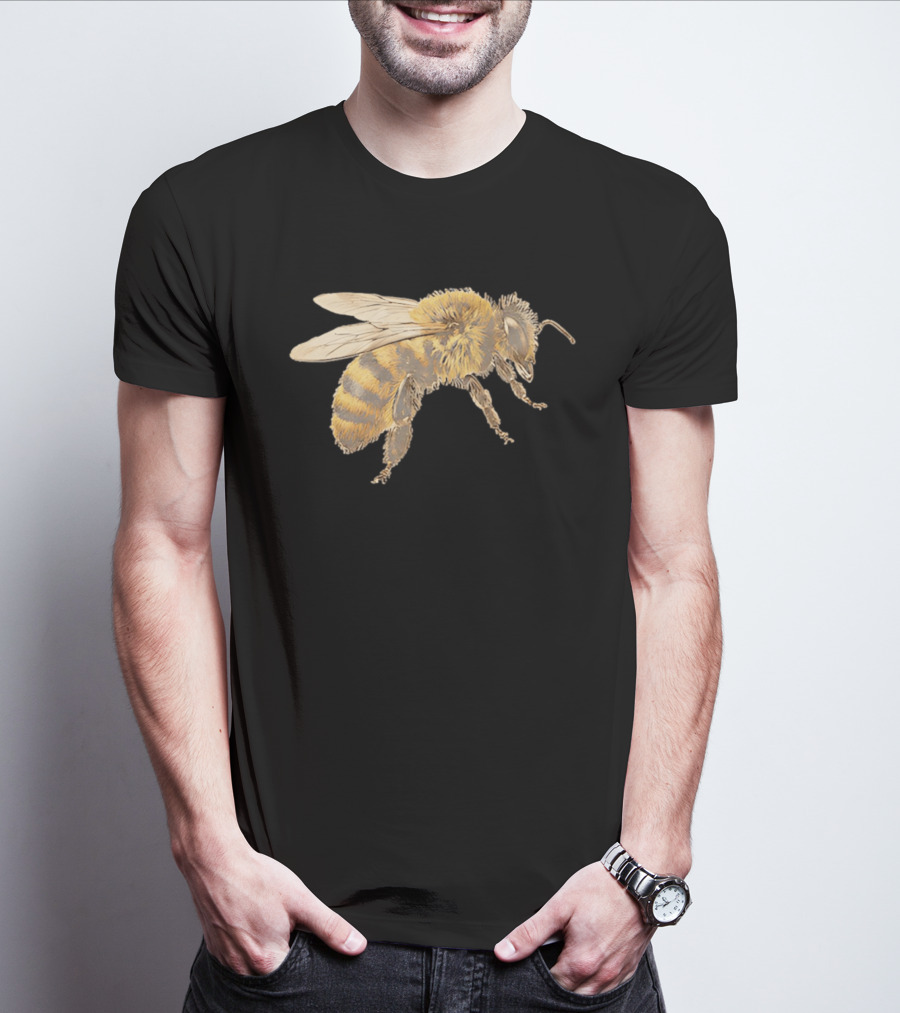 Honey Bee Realistic Illustration Detailed Insect T-Shirt