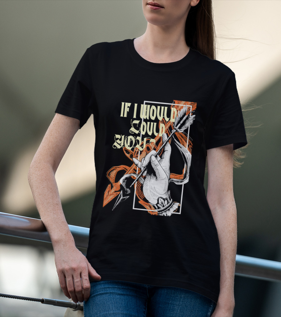 If I Would Could You Retro Hand Drawn Arrow Motif T-Shirt