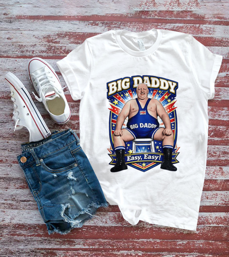 Big Daddy Easy Easy British Wrestler Stars Stripes T-Shirt