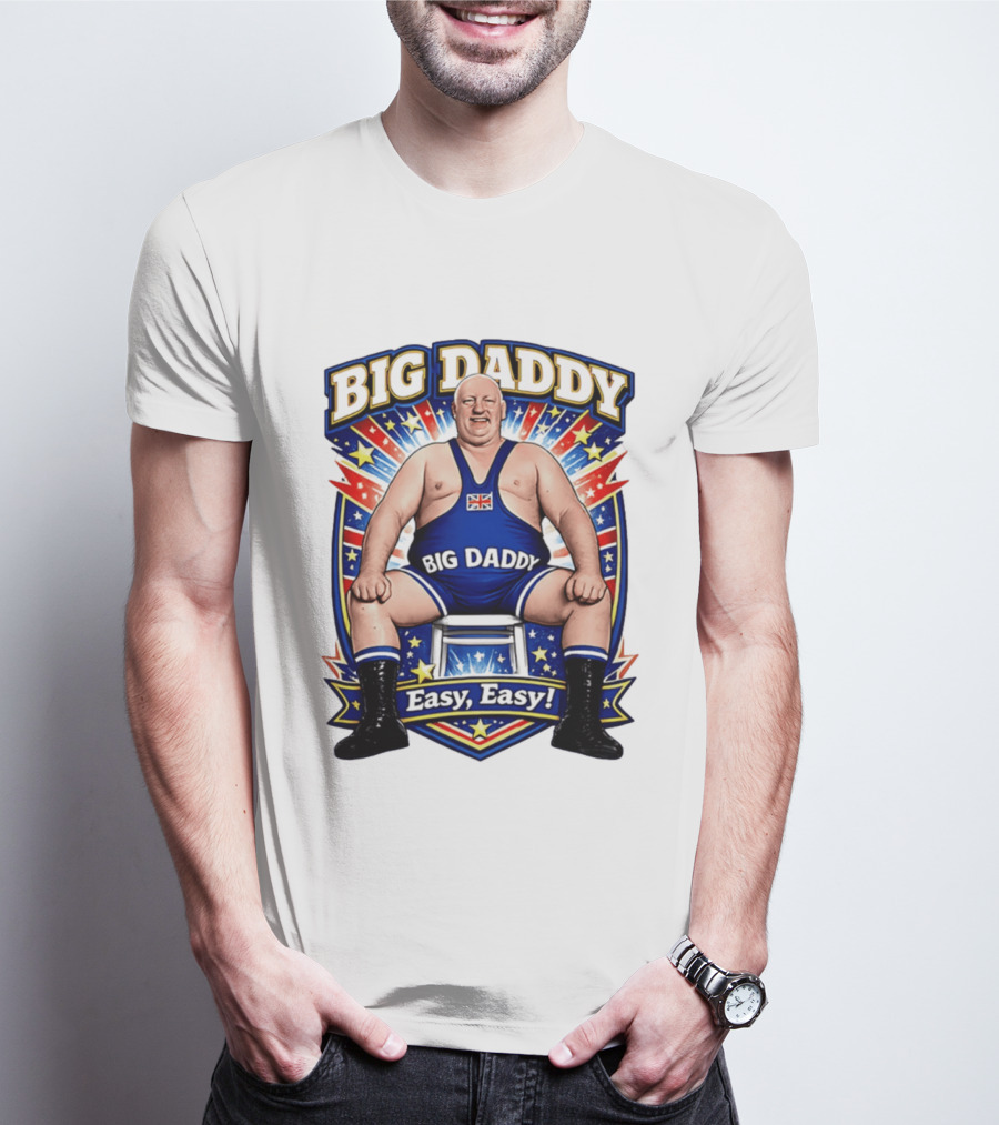 Big Daddy Easy Easy British Wrestler Stars Stripes T-Shirt