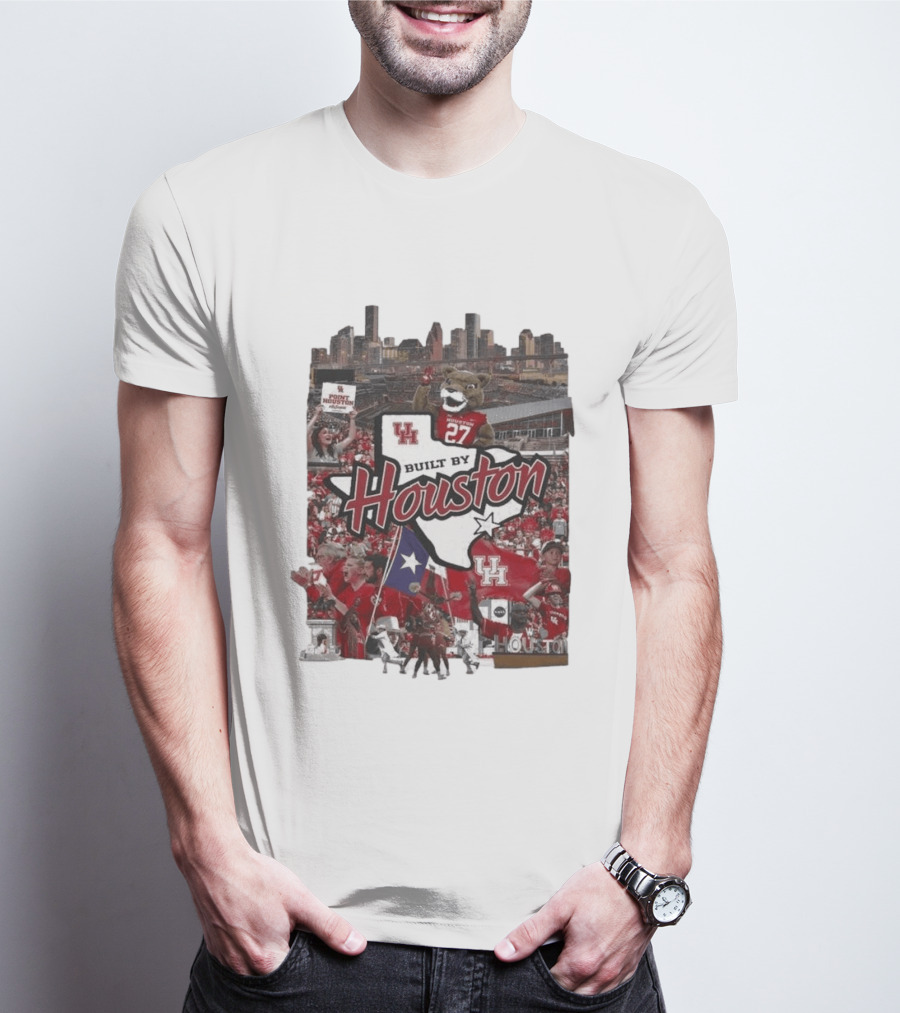 University Of Houston Cougar Pride Built By Houston Athletics City Skyline T-Shirt