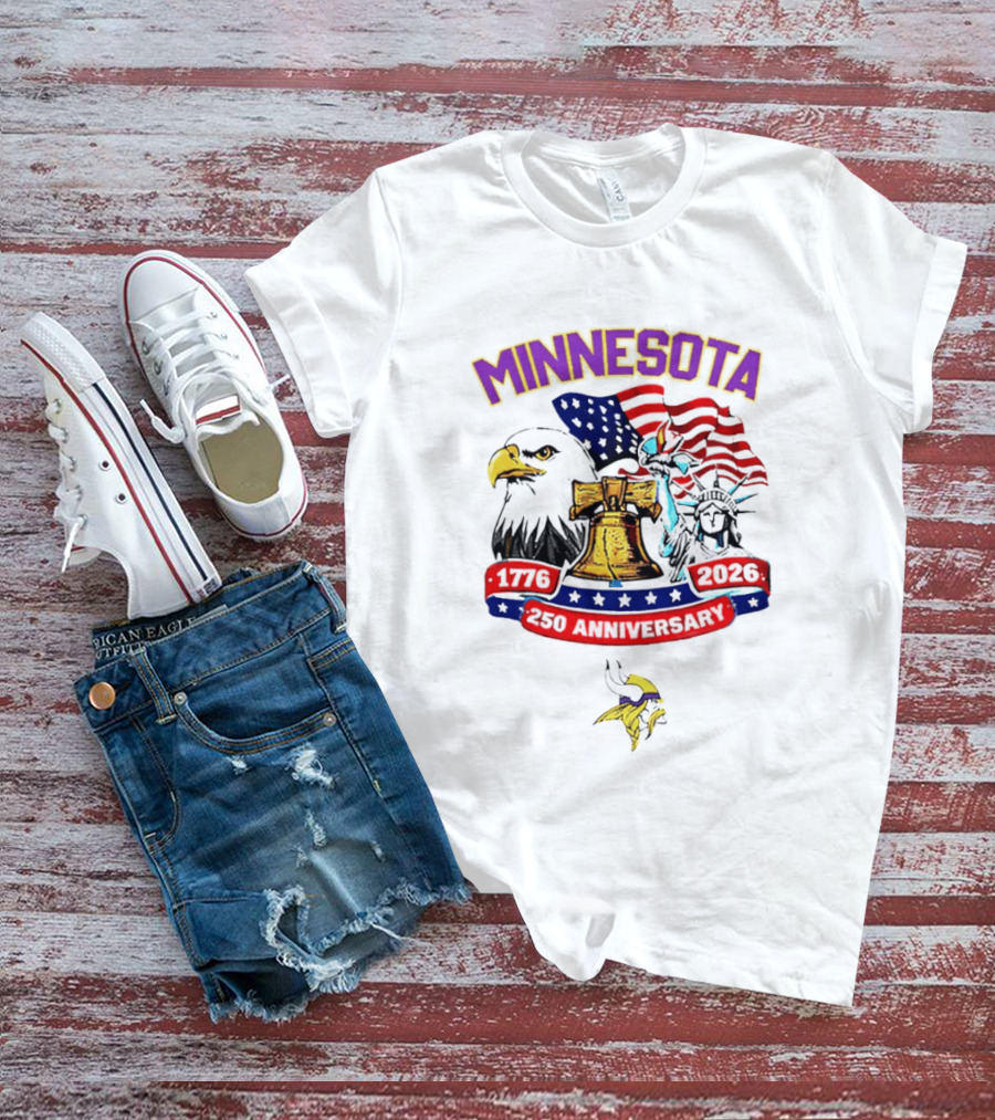 Minnesota 250th Anniversary 1776 2026 American Flag Liberty Bell Eagle Statue Of Liberty T-Shirt