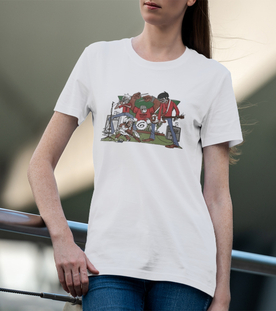 Gorillaz Character Band Illustration With Instruments T-Shirt