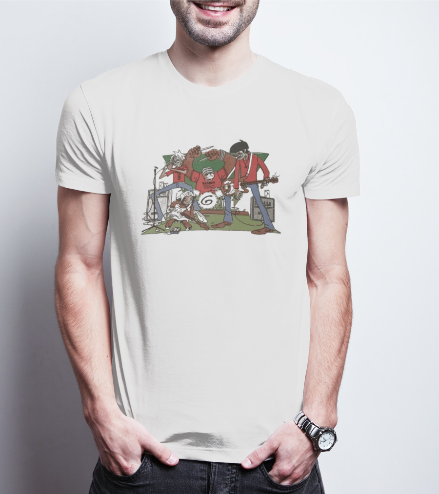 Gorillaz Character Band Illustration With Instruments T-Shirt