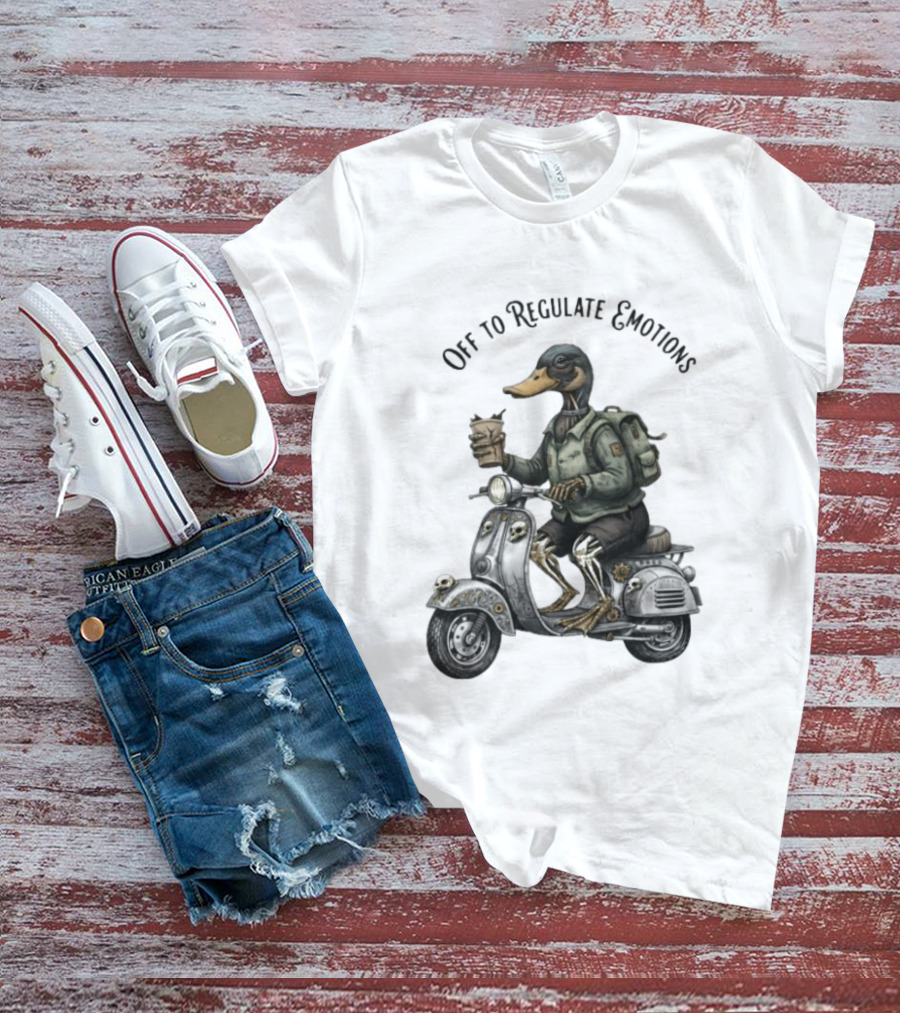 Zombie Duck Riding Scooter Off To Regulate Emotions T-Shirt