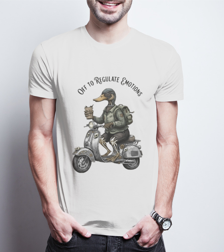 Zombie Duck Riding Scooter Off To Regulate Emotions T-Shirt