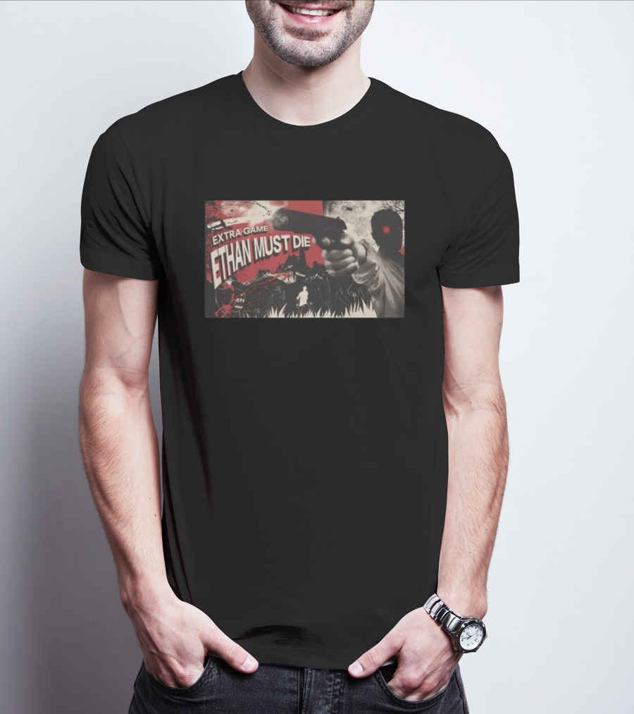 Extra Game Ethan Must Die Zombie Survival Horror Gunman Scene T-Shirt