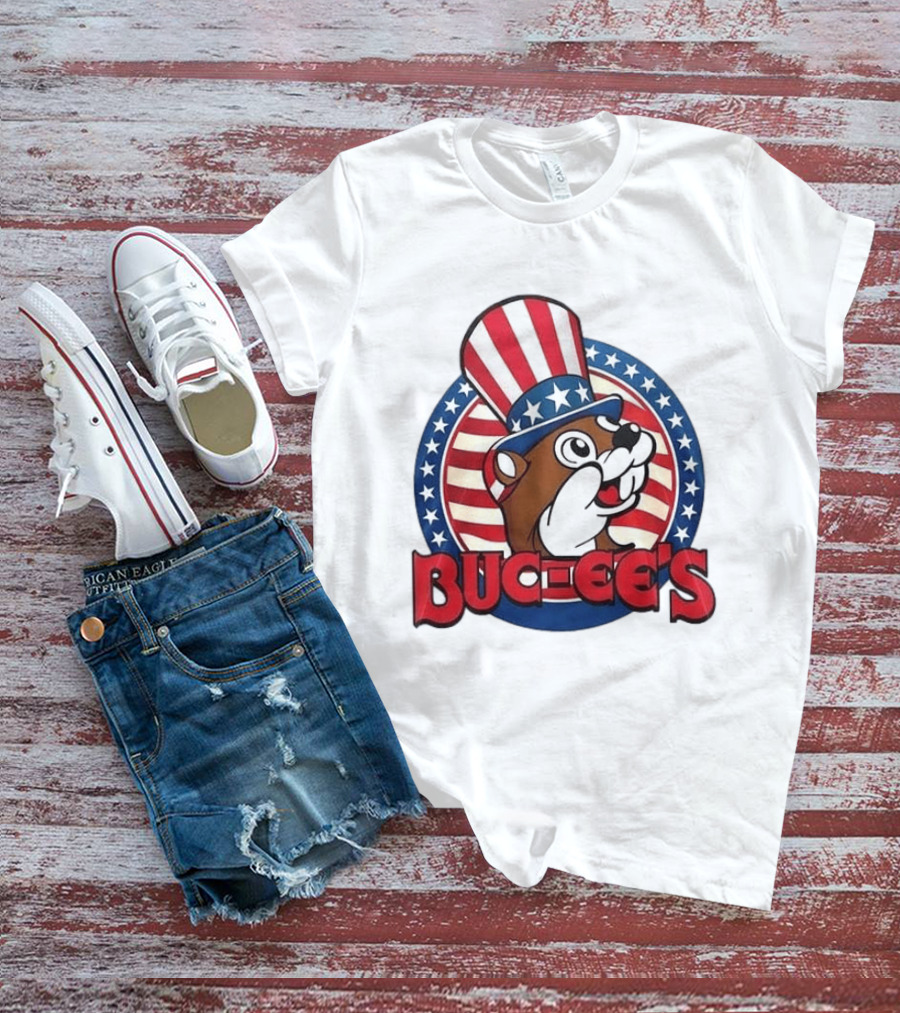 Buc Ee's Patriotic Uncle Sam Beaver USA Stars And Stripes 250th Anniversary T-Shirt