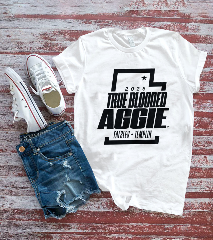 True Blooded Aggie Falslev Templin 2026 Utah State Outline Star T-Shirt