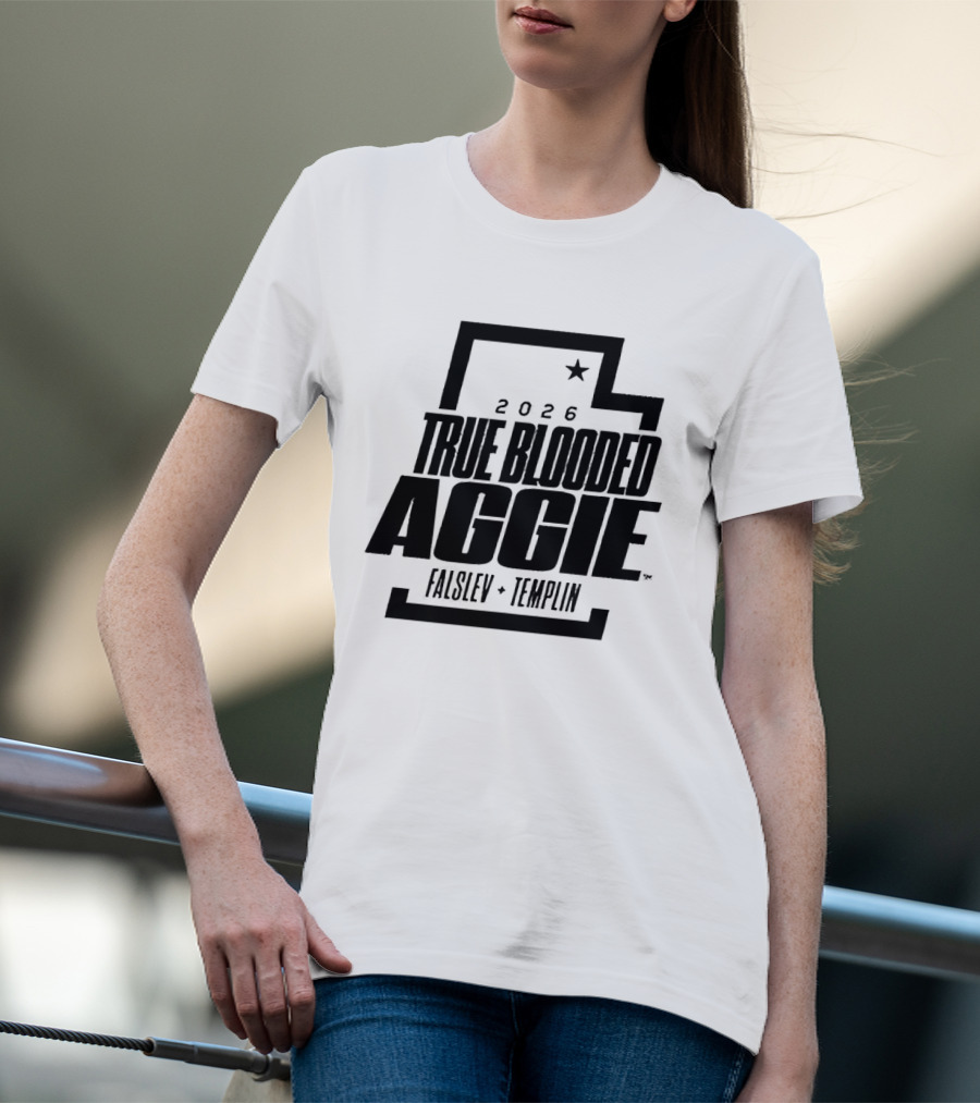 True Blooded Aggie Falslev Templin 2026 Utah State Outline Star T-Shirt