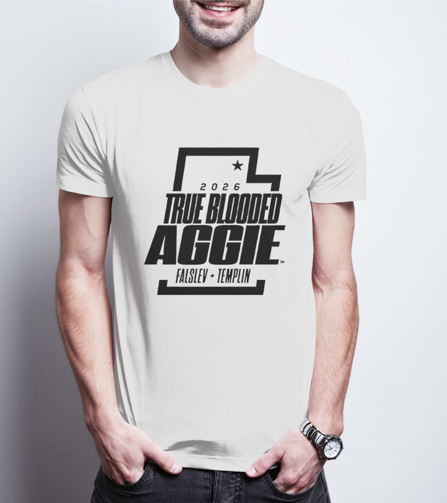 True Blooded Aggie Falslev Templin 2026 Utah State Outline Star T-Shirt