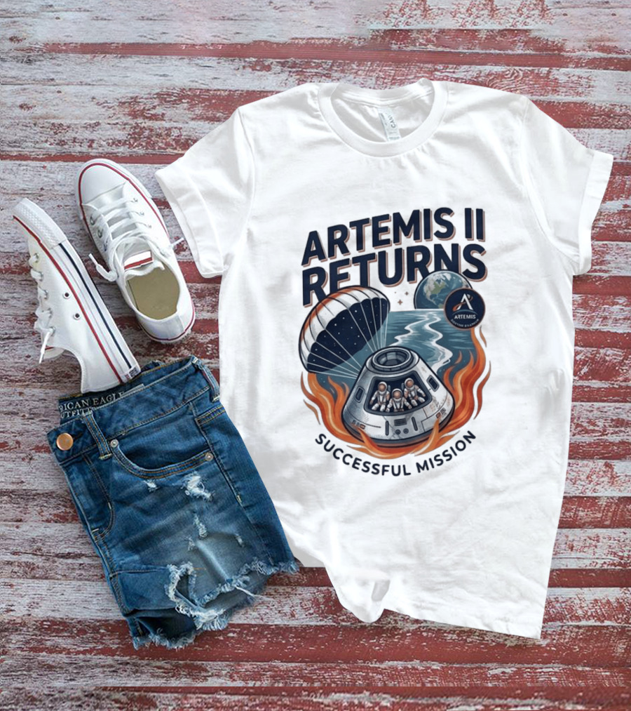 Artemis II Returns Successful Mission Capsule Parachute Earth T-Shirt