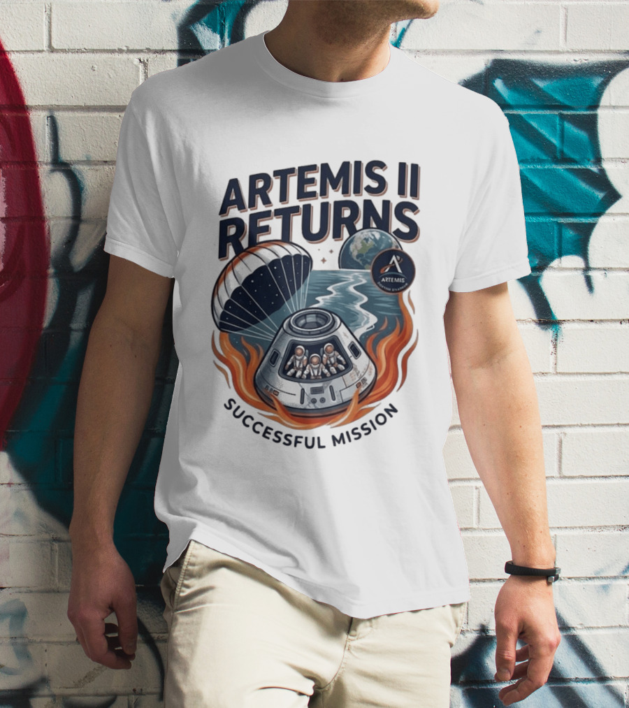 Artemis II Returns Successful Mission Capsule Parachute Earth T-Shirt