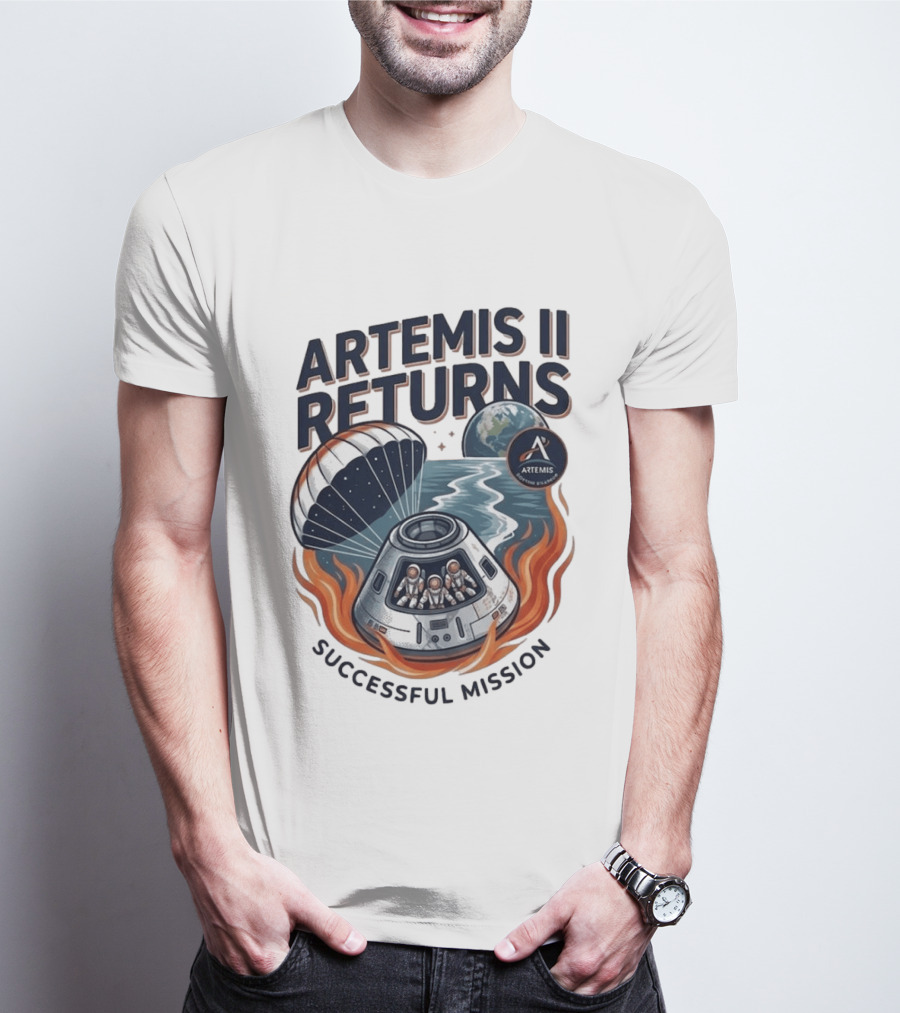 Artemis II Returns Successful Mission Capsule Parachute Earth T-Shirt