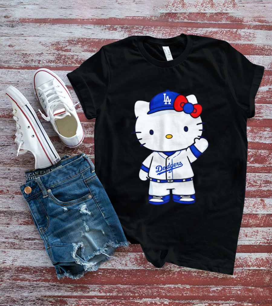 Hello Kitty Los Angeles Dodgers MLB Baseball Collaboration Fan T-Shirt