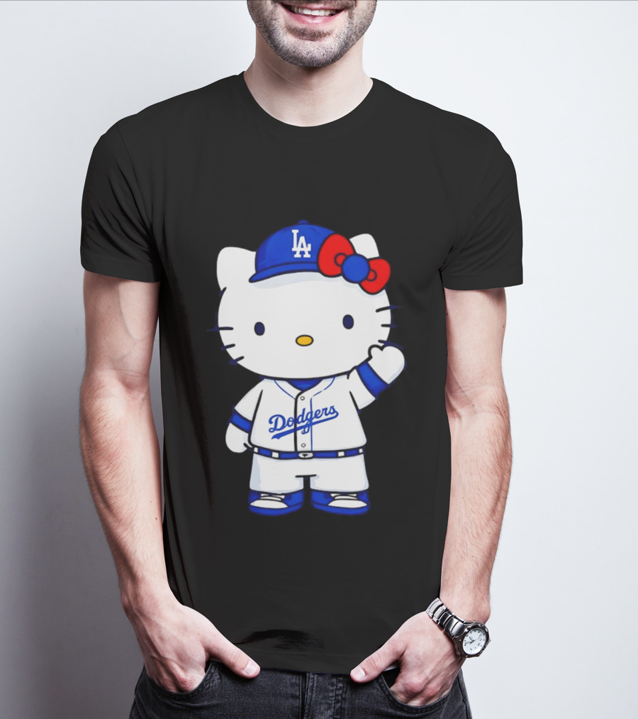 Hello Kitty Los Angeles Dodgers MLB Baseball Collaboration Fan T-Shirt