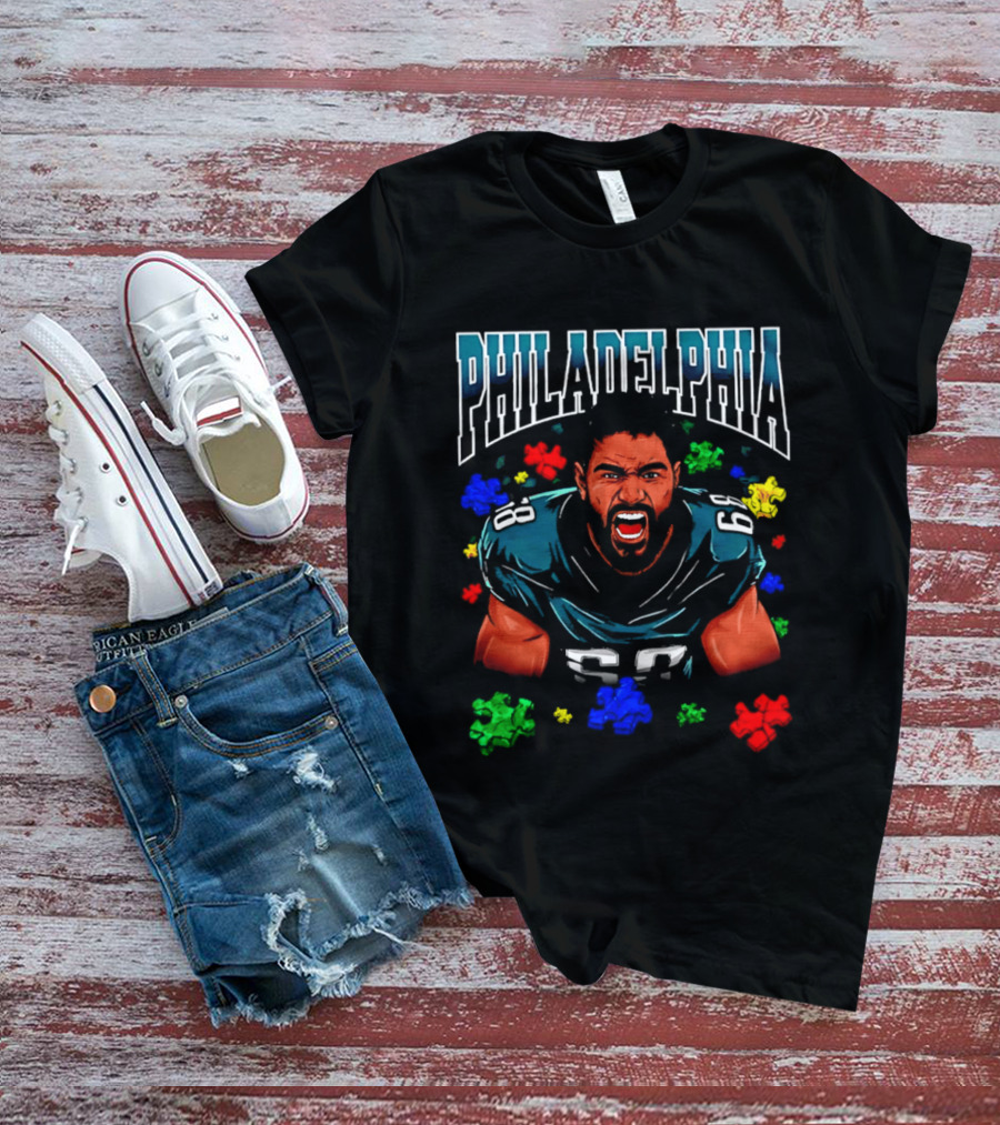 Jalen Carter Philadelphia Eagles Puzzle Piece Football T-Shirt