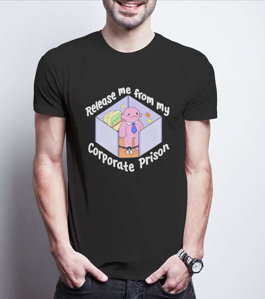 Release Me From My Corporate Prison Cubicle Cartoon T-Shirt