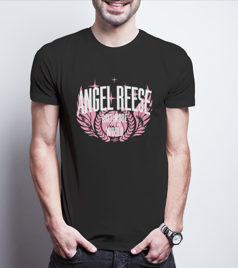 Angel Reese Baltimore To The World Laurel Wings Star Motif T-Shirt