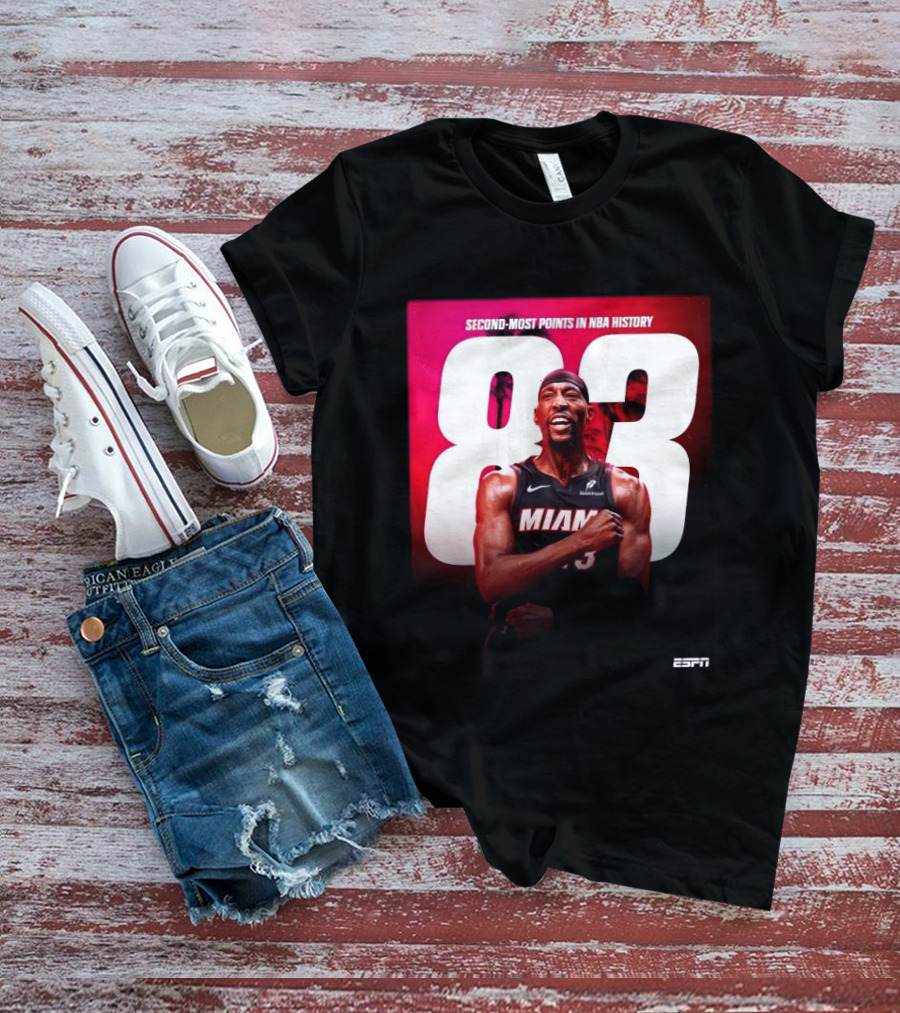 Bam Adebayo 83 Second Most Points NBA History Miami ESPN T-Shirt
