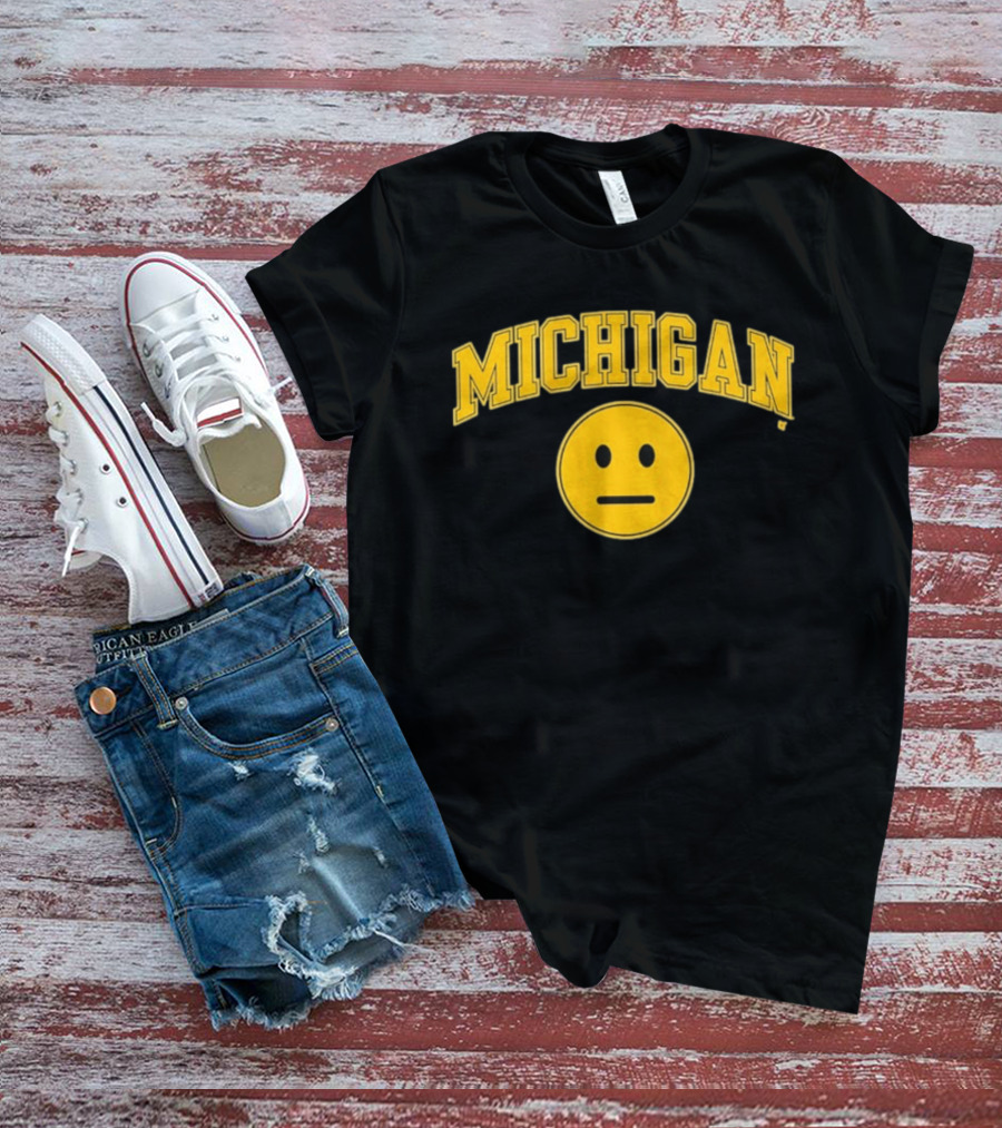 Michigan Basketball Yellow Emoji Face T-Shirt
