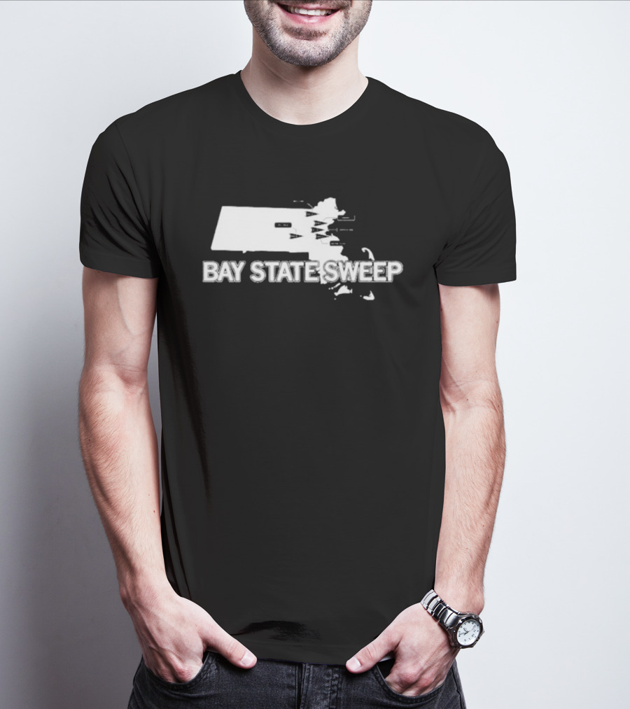 Bay State Sweep Massachusetts Map Landmarks T-Shirt