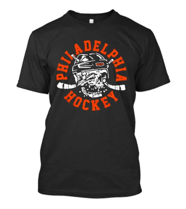 Philadelphia Hockey Skull With Crossed Sticks And Helmet T-Shirt