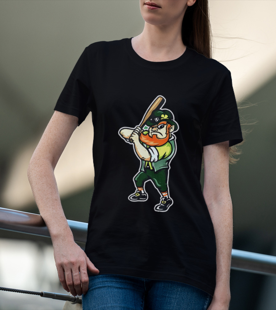 Leprechaun Saint Patrick's Day Baseball Player Iconic Irish T-Shirt