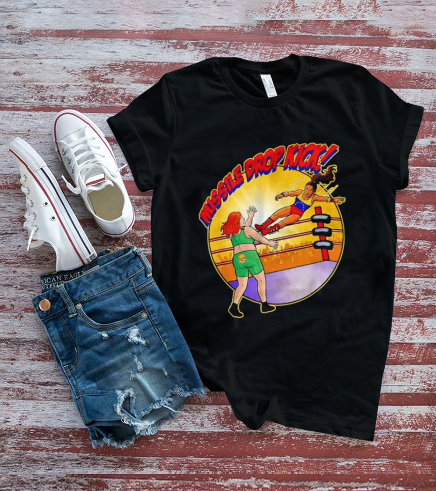 Missile Drop Kick Wrestling Move In Classic Ring Showdown T-Shirt