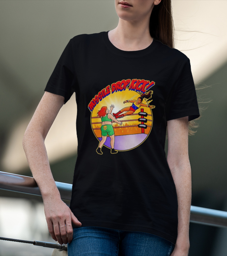 Missile Drop Kick Wrestling Move In Classic Ring Showdown T-Shirt