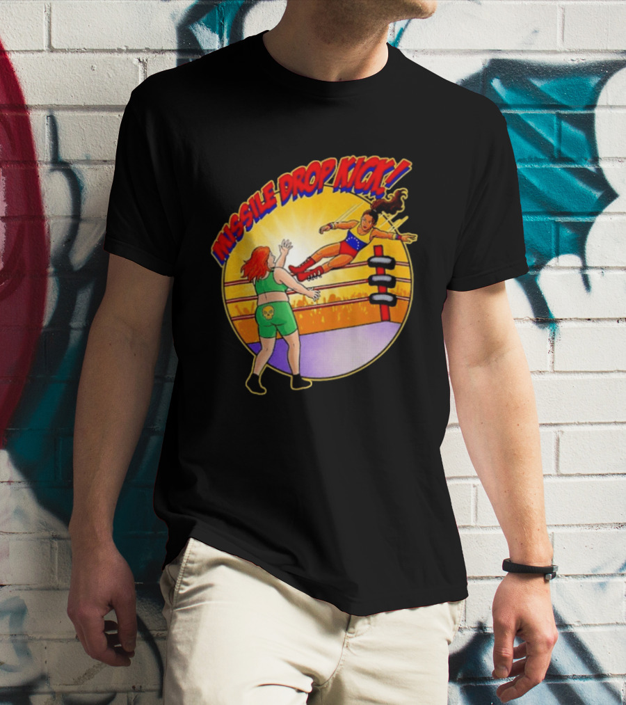 Missile Drop Kick Wrestling Move In Classic Ring Showdown T-Shirt