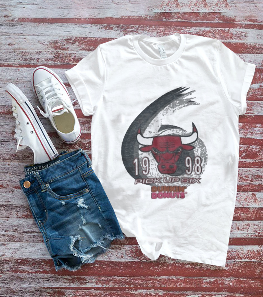 1998 Chicago Bulls Pick Up Six Dunkin' Donuts Promo T-Shirt