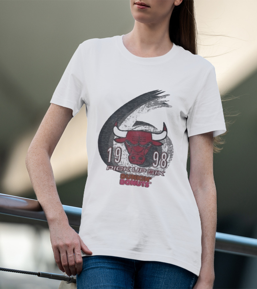1998 Chicago Bulls Pick Up Six Dunkin' Donuts Promo T-Shirt