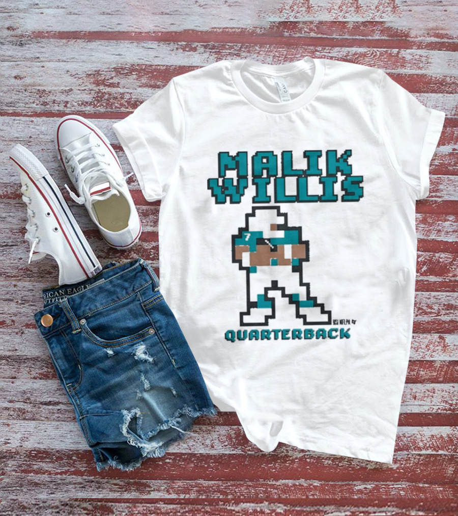 Malik Willis Retro Pixel Quarterback Miami Baller T-Shirt