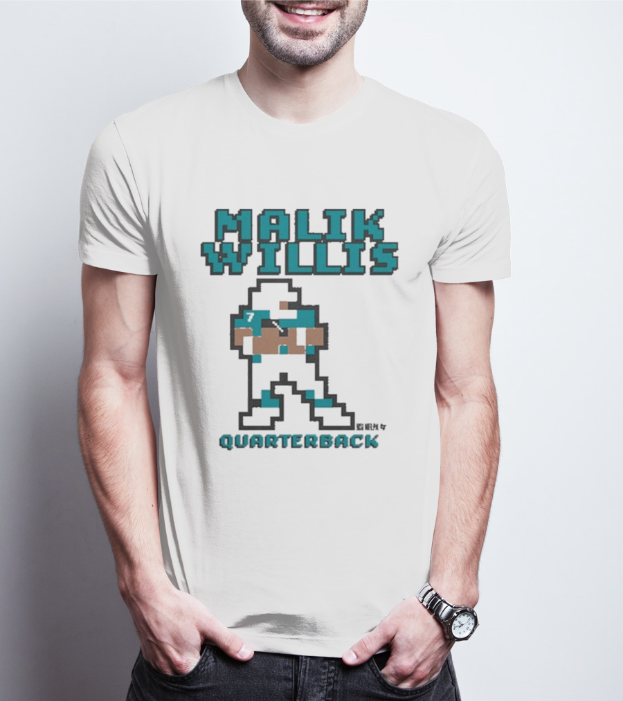 Malik Willis Retro Pixel Quarterback Miami Baller T-Shirt